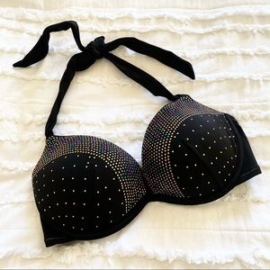 shade & shore black bikini top size 34D padded